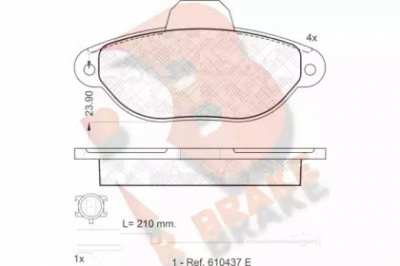 R BRAKE rb1844 -  Комплект тормозных колодок, дисковый тормоз